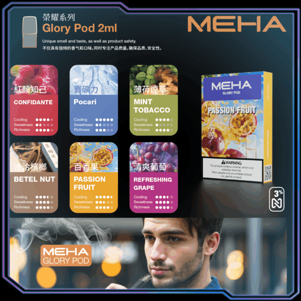 MEHA Glory Pod 2ml 煙彈口味比較圖