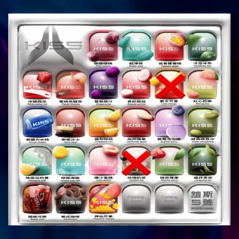 KISS 煙彈新手口味參考示意圖